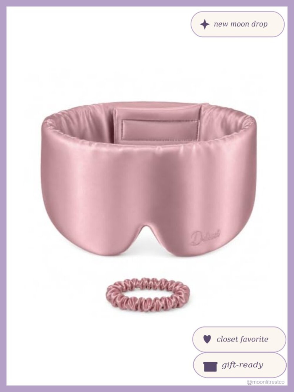 100% Mulberry Silk Sleep Mask & Scrunchie Set Adjustable Blackout Eye Cover